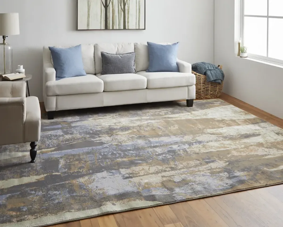 Clio 39K6F Brown/Blue/Ivory 9' x 12' Rug