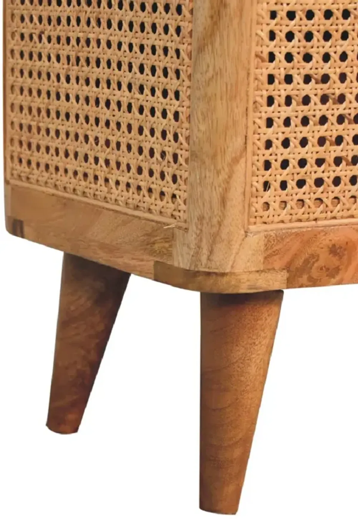 Larissa Lid-up Storage  Solid Wood Rattan Oak-ish Stool