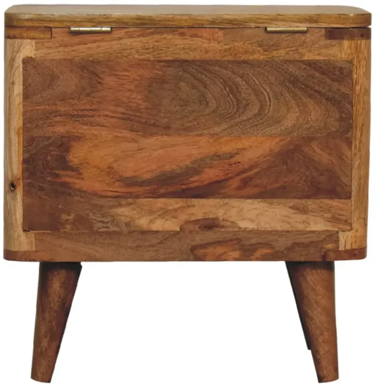 Larissa Lid-up Storage  Solid Wood Rattan Oak-ish Stool