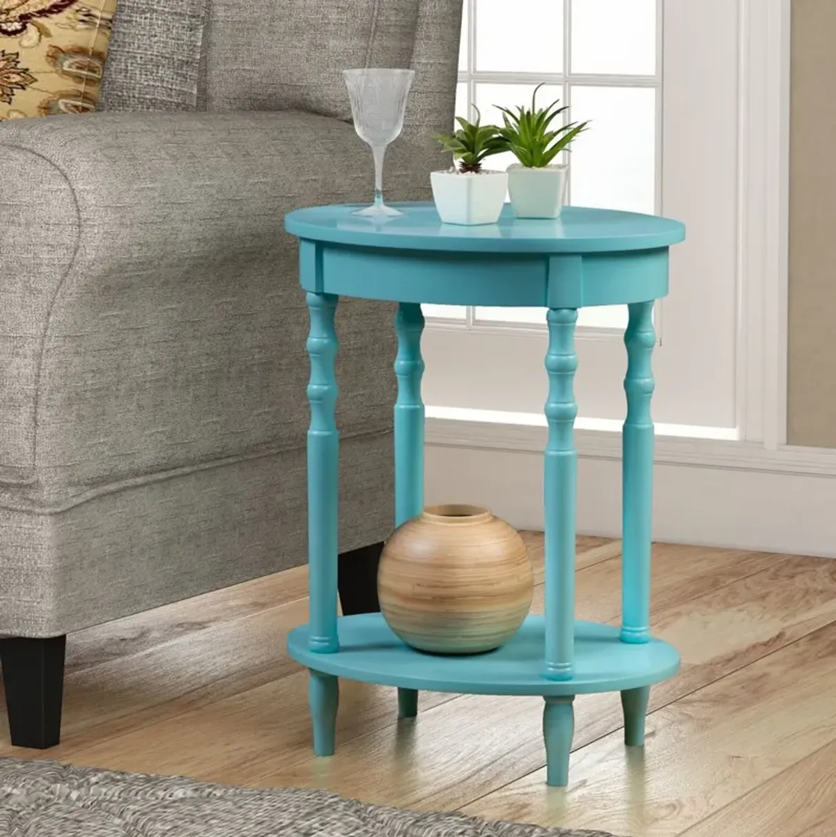 Convenience Concepts Classic Accents Brandi Oval End Table, Sea Foam