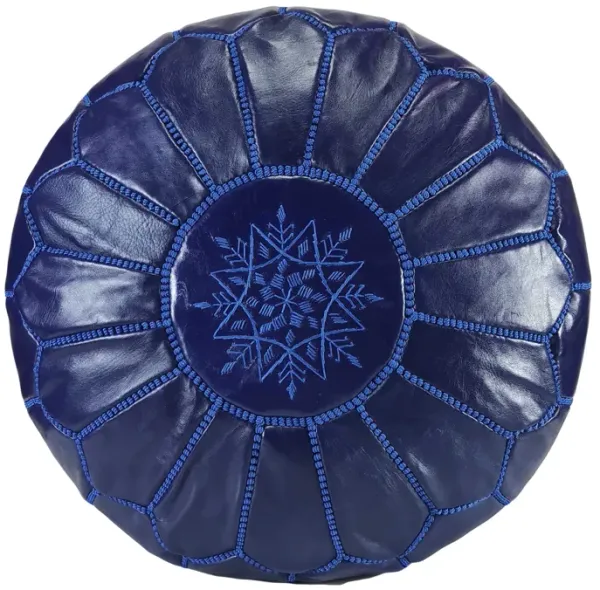 Handmade Moroccan Ottoman, Genuine Leather Pouf