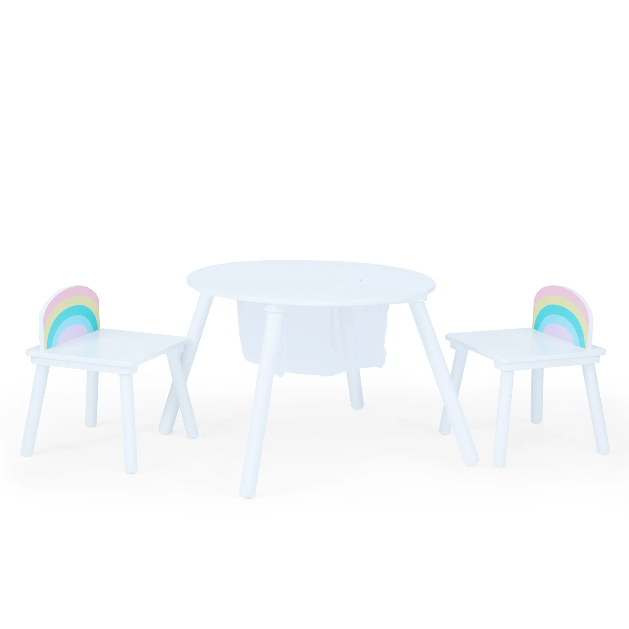 Fantasy Fields - Rainbow Fishnet Play Table & Chairs Kids Furniture - White