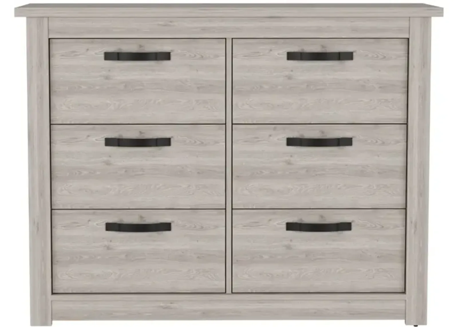 DEPOT E-SHOP Galena Six Drawer Double Dresser, Four Legs, Superior Top, Metal Hardware, Light Gray