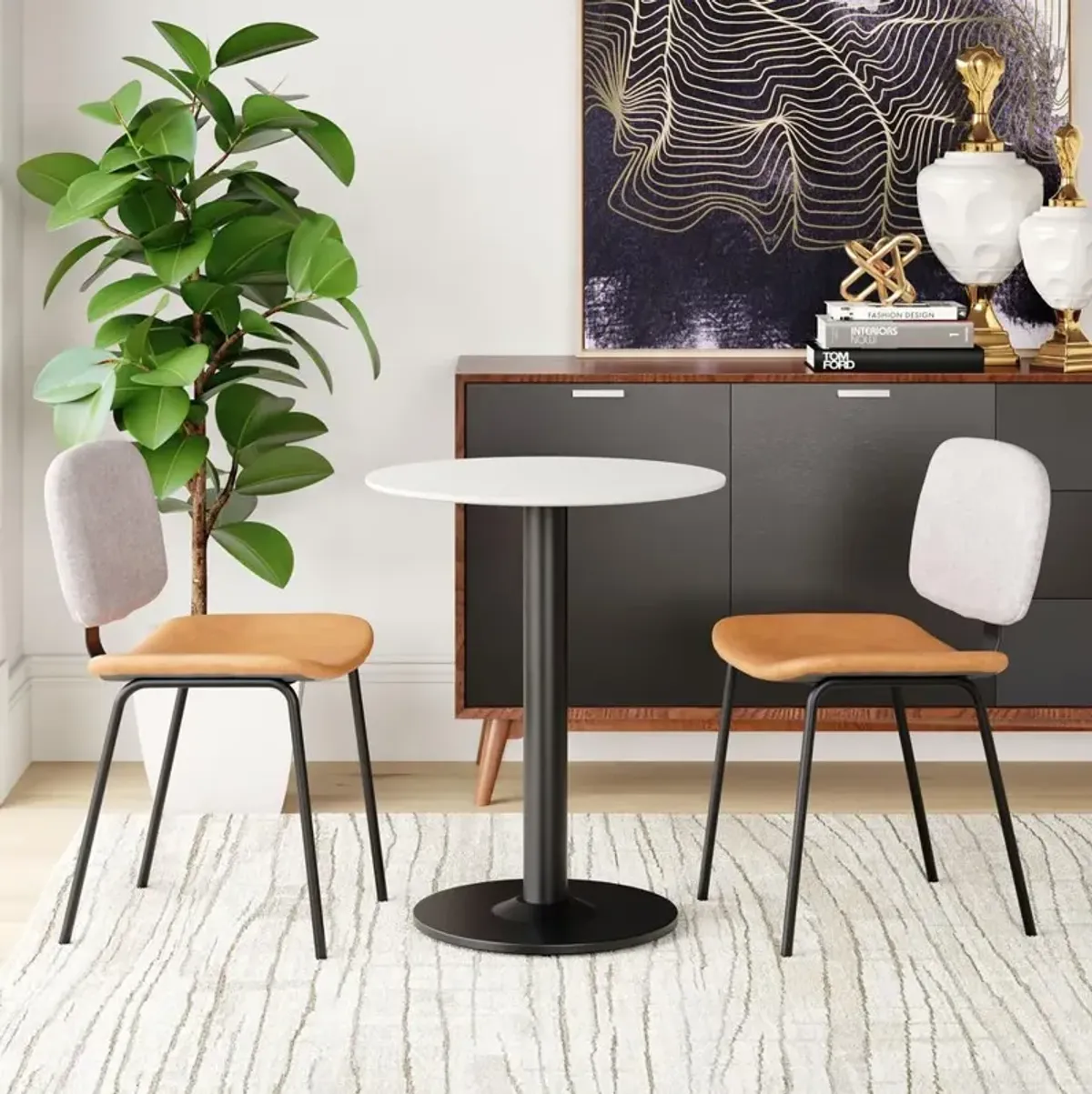 Belen Kox Alto Bistro Table, White & Black, Belen Kox