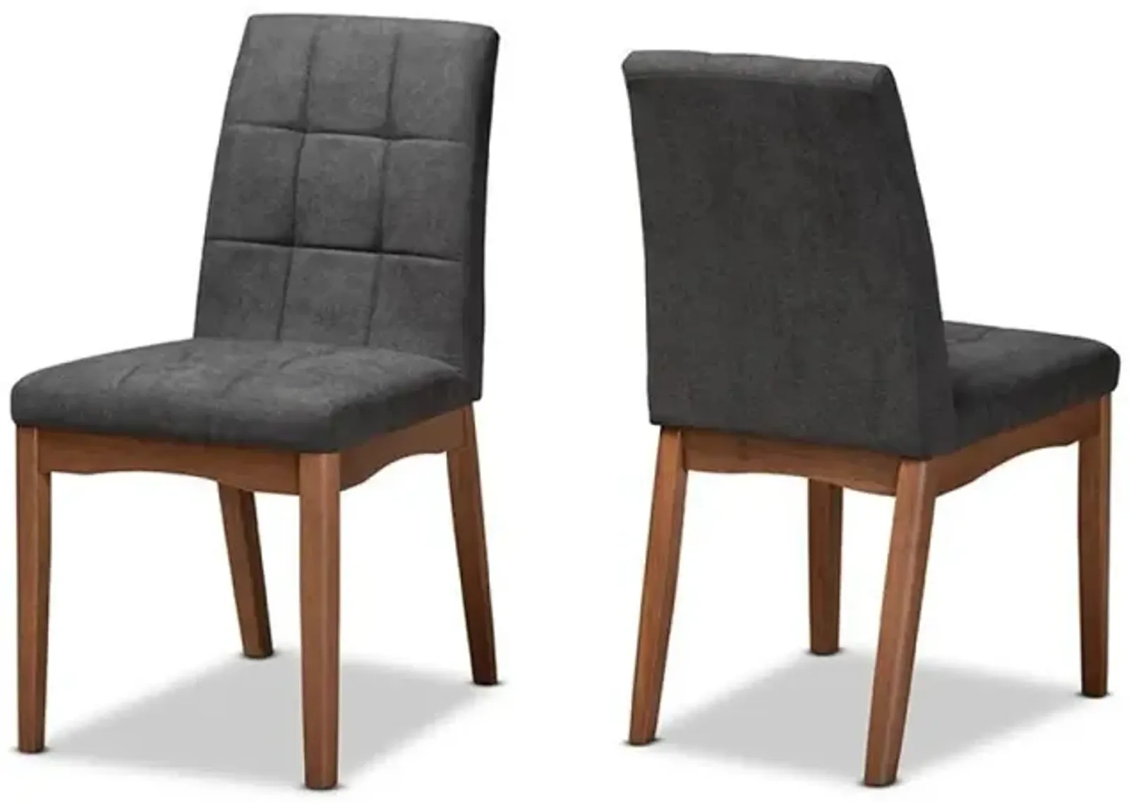 Walnut Brown Finished Wood 2-Piece Dining Chair Set