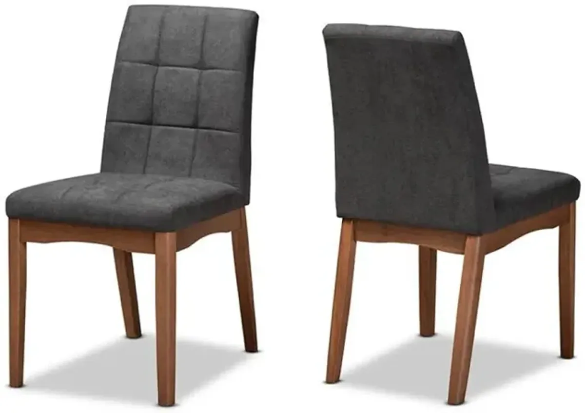 Walnut Brown Finished Wood 2-Piece Dining Chair Set