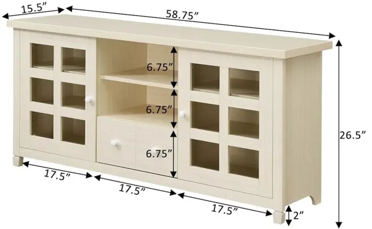 Convenience Concepts 1 Drawer TV Stand with Storage Cabinets and Shelves for TVs up to 65 Inches