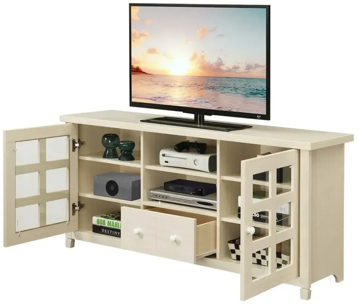 Convenience Concepts 1 Drawer TV Stand with Storage Cabinets and Shelves for TVs up to 65 Inches