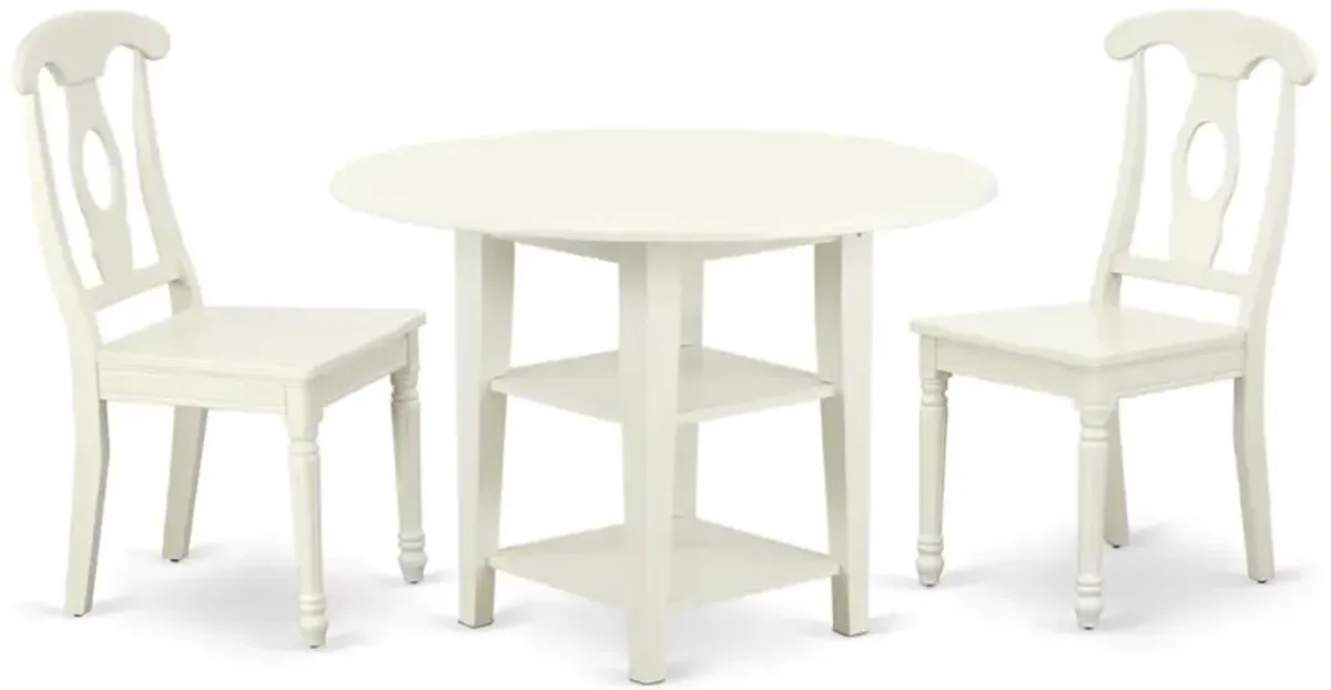 Dining Room Set Linen White, SUKE3-LWH-W