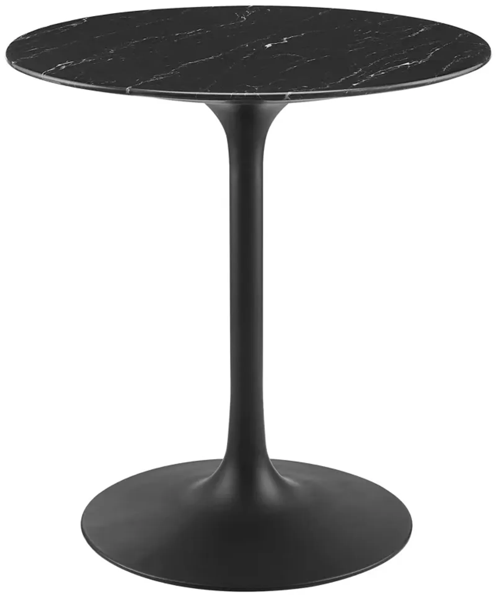 Modway - Lippa 28" Round Artificial Marble Dining Table Black Black