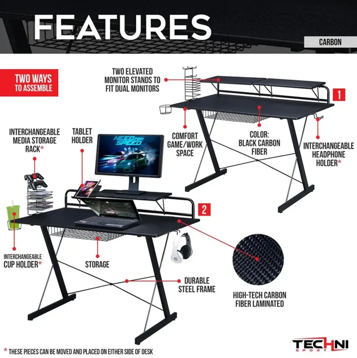 Gaming Computer Desk Setup with Organizers