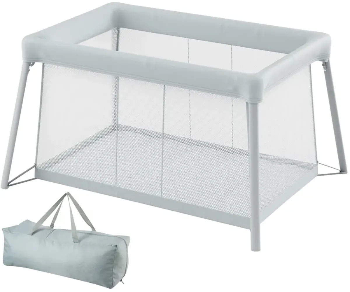 Folding Baby Travel Crib and Play Yard with Soft Mattress Pad Portable Playpen