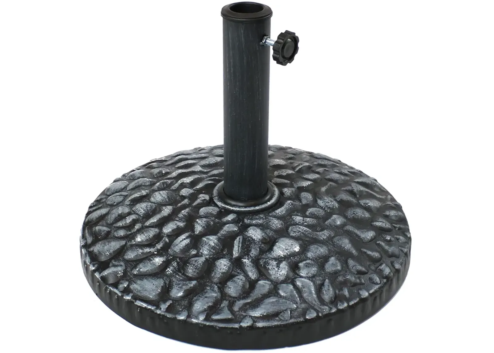 Sunnydaze 18 in Pebble Texture Resin Round Patio Umbrella Base - Grey