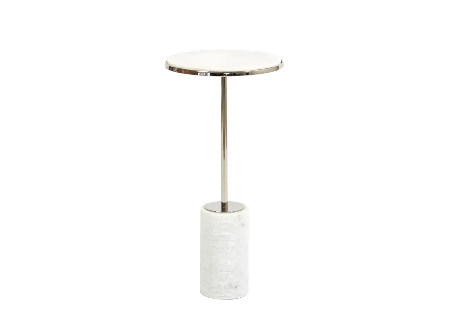 Short Cored Marble Table- Silver