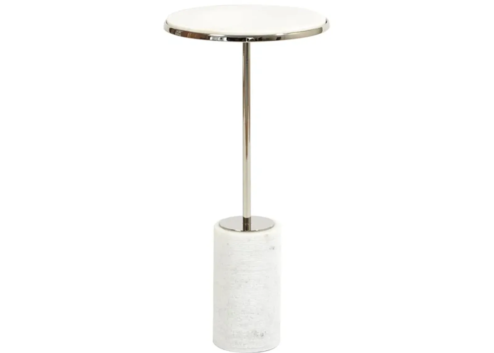 Short Cored Marble Table- Silver