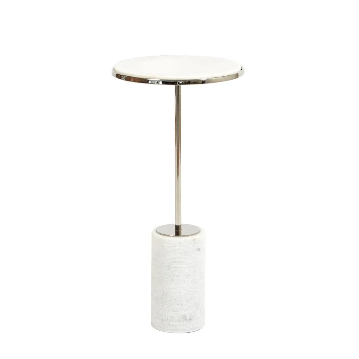 Short Cored Marble Table- Silver