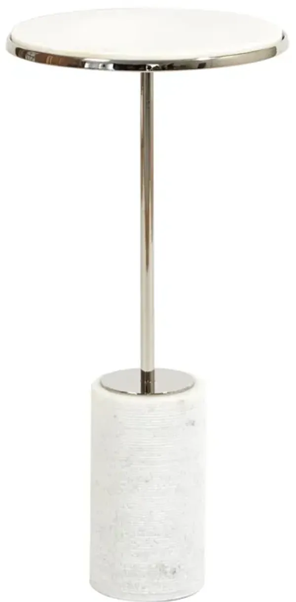 Short Cored Marble Table- Silver