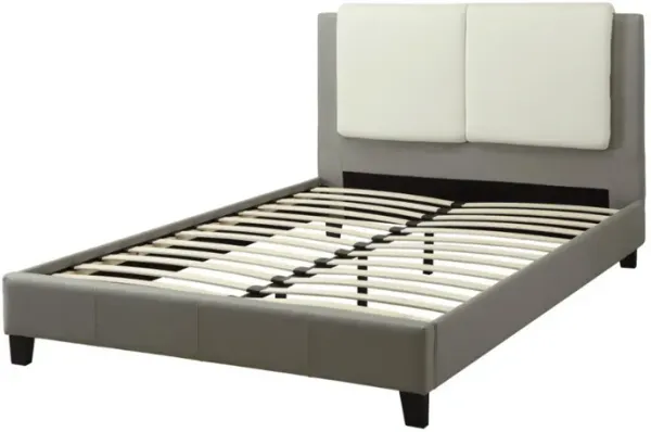 Elegant Wooden C.King Bed With PU Head Board, Gray - Benzara