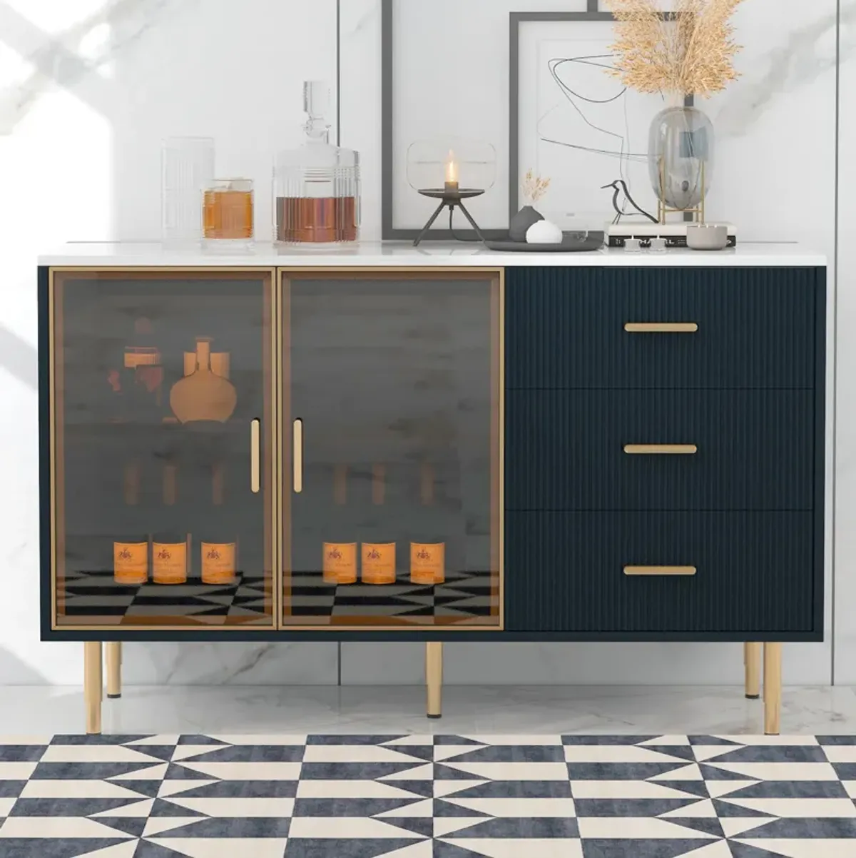 Merax Modern Sideboard MDF Buffet Storage Cabinet