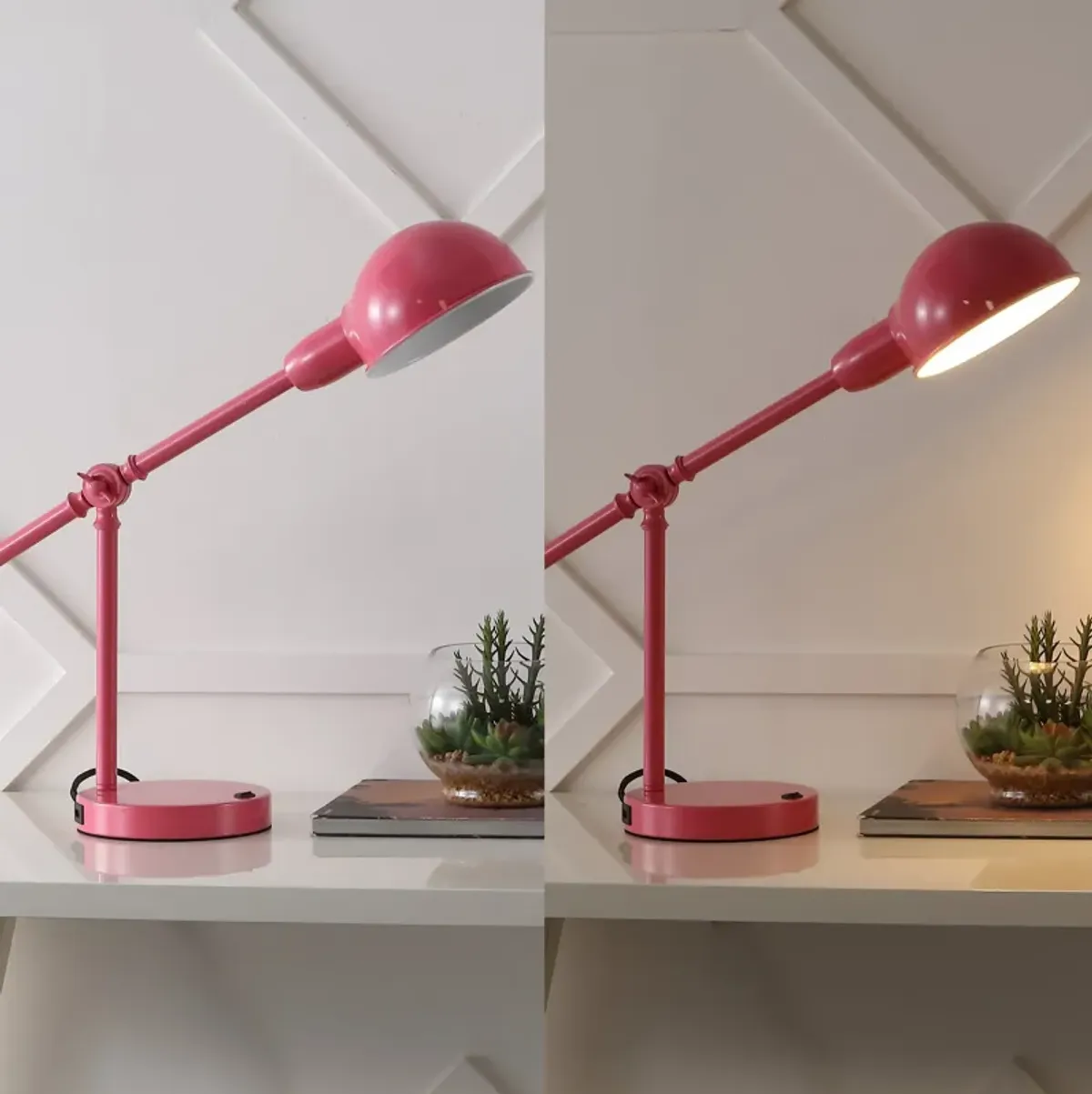 Curtis Vintage Industrial Iron Adjustable Dome Shade LED Task Lamp with USB Charging Port