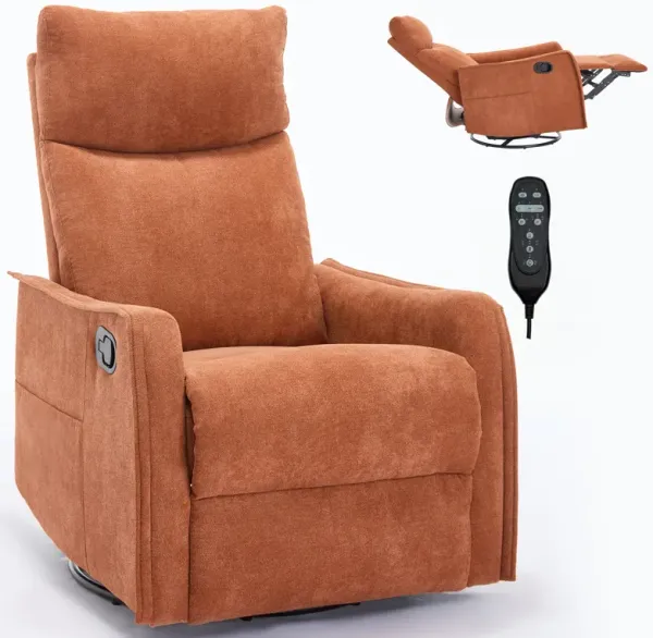 Heat Massage Manual Recliner Chair with Rocker and Swivel in Fabric for Living Room, Orange
