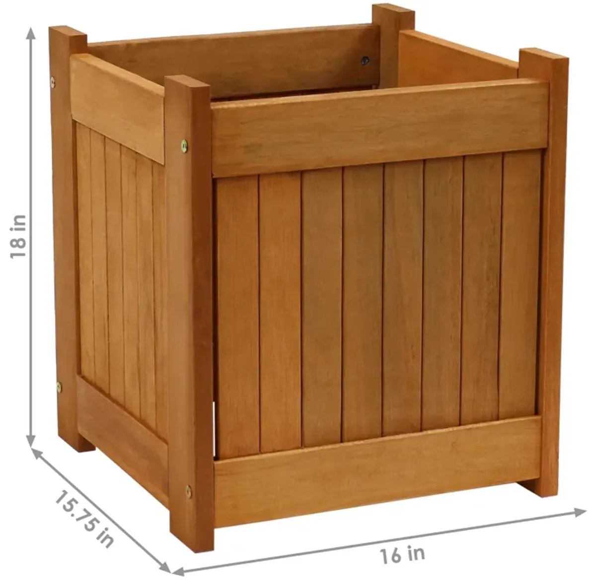 Sunnydaze Meranti Wood Decorative Square Planter Box - 16 in