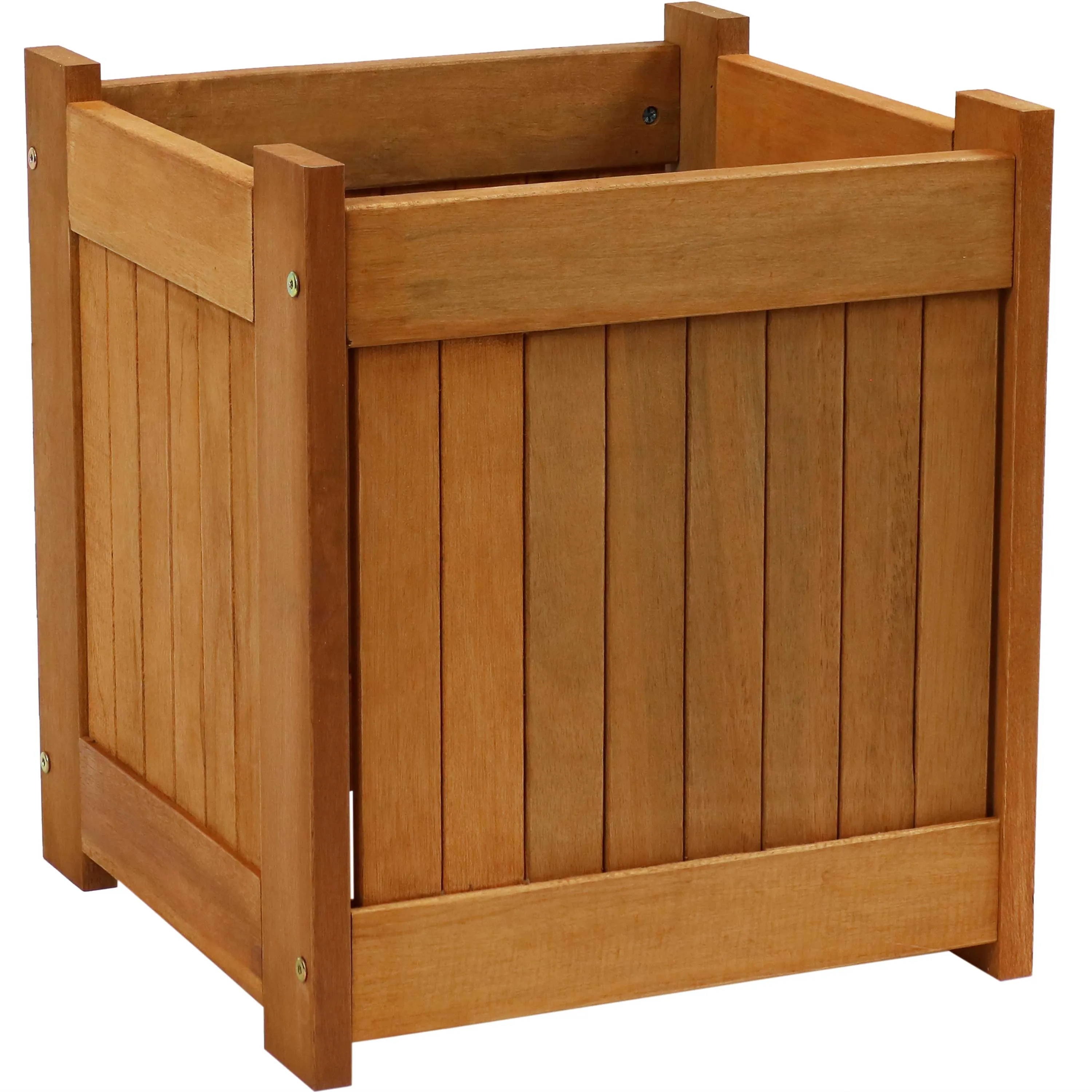 Sunnydaze Meranti Wood Decorative Square Planter Box - 16 in