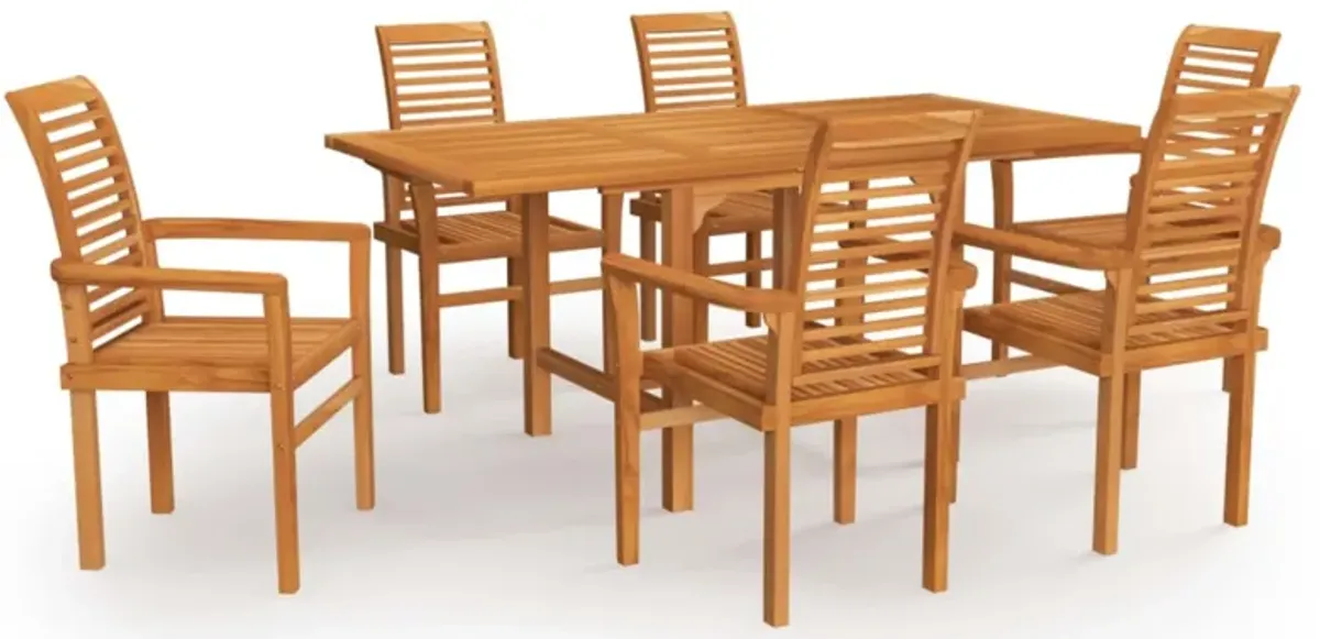 vidaXL 7 Piece Garden Dining Set Solid Teak Wood