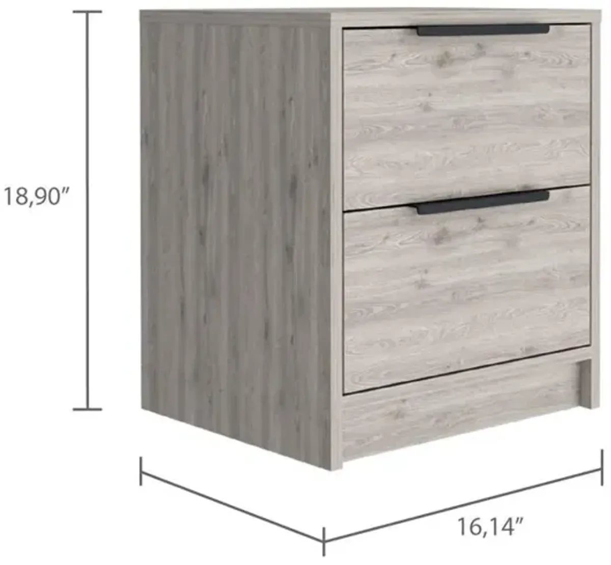 DEPOT E-SHOP Egeo Night Stand, Two Drawers, Countertop, Light Grey, For Bedroom