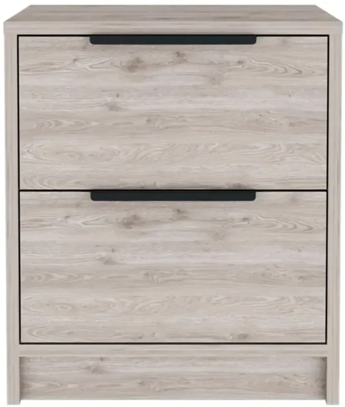 DEPOT E-SHOP Egeo Night Stand, Two Drawers, Countertop, Light Grey, For Bedroom