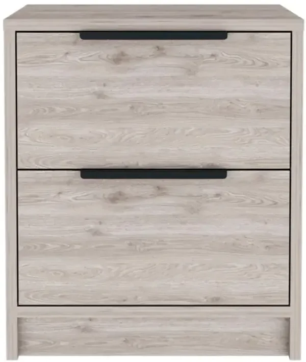DEPOT E-SHOP Egeo Night Stand, Two Drawers, Countertop, Light Grey, For Bedroom