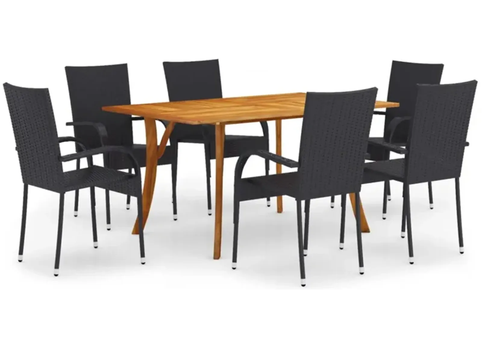 vidaXL 7 Piece Garden Dining Set Black