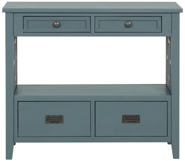 Farmhouse Pine Wood Console Table Entry Sofa Table with 4 Drawers & 1 Storage Shelf for Entryway Living Room Bedroom Hallway Kitchen