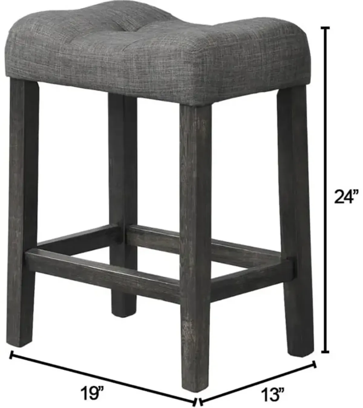 Vitaliya Black Charcoal Linen Counter Height Stools, Set of 2