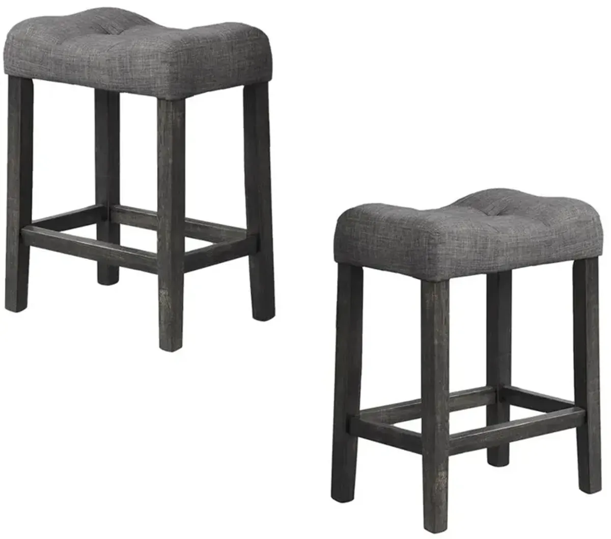 Vitaliya Black Charcoal Linen Counter Height Stools, Set of 2