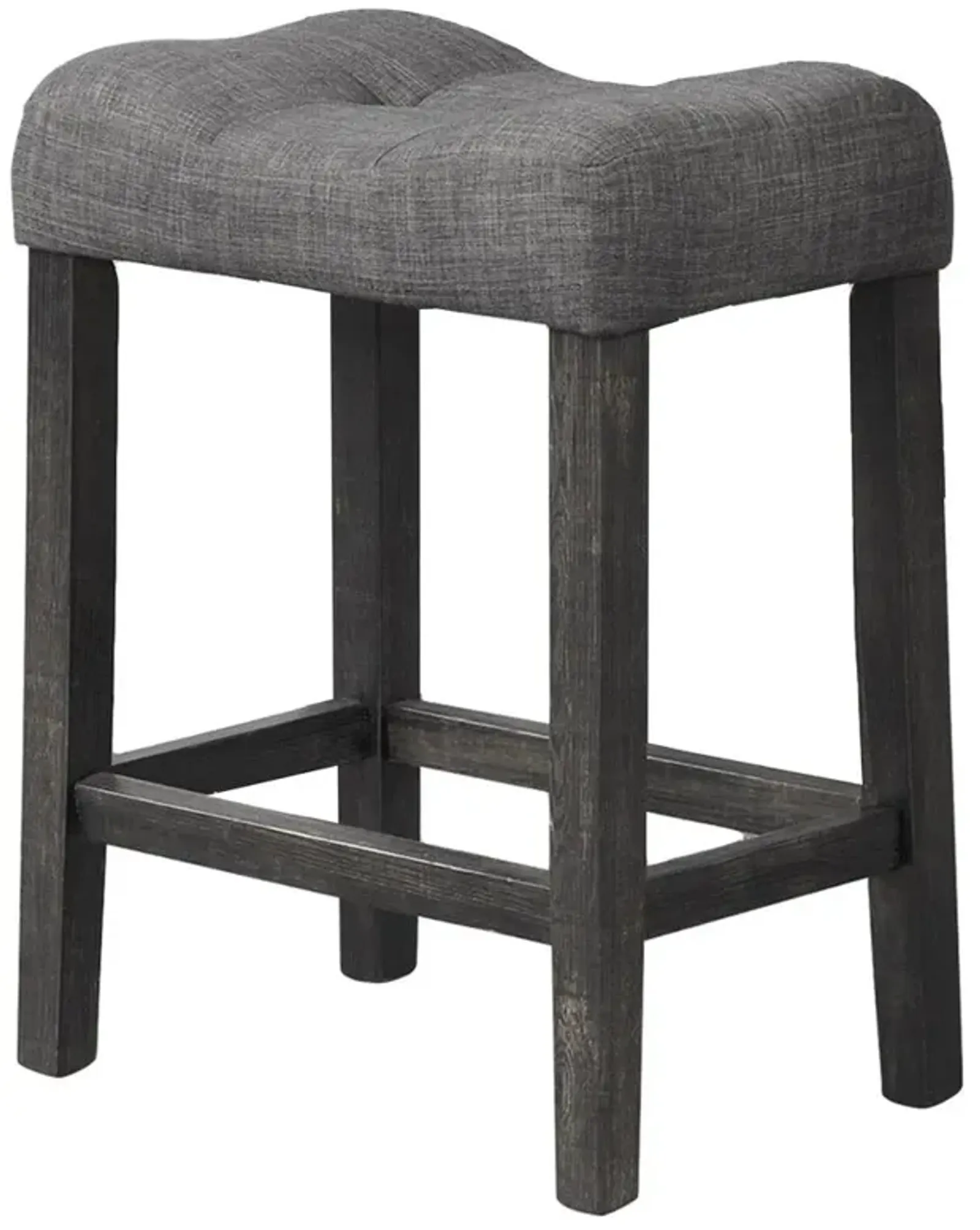 Vitaliya Black Charcoal Linen Counter Height Stools, Set of 2