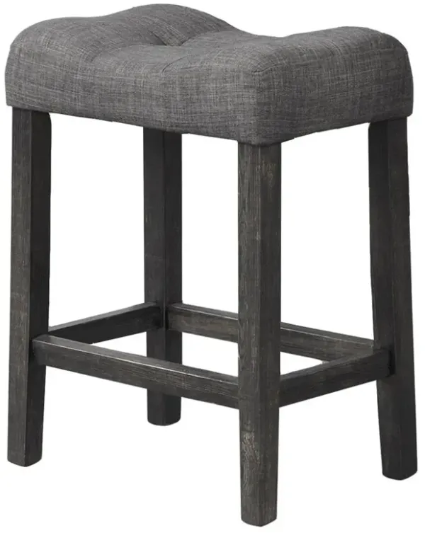 Vitaliya Black Charcoal Linen Counter Height Stools, Set of 2
