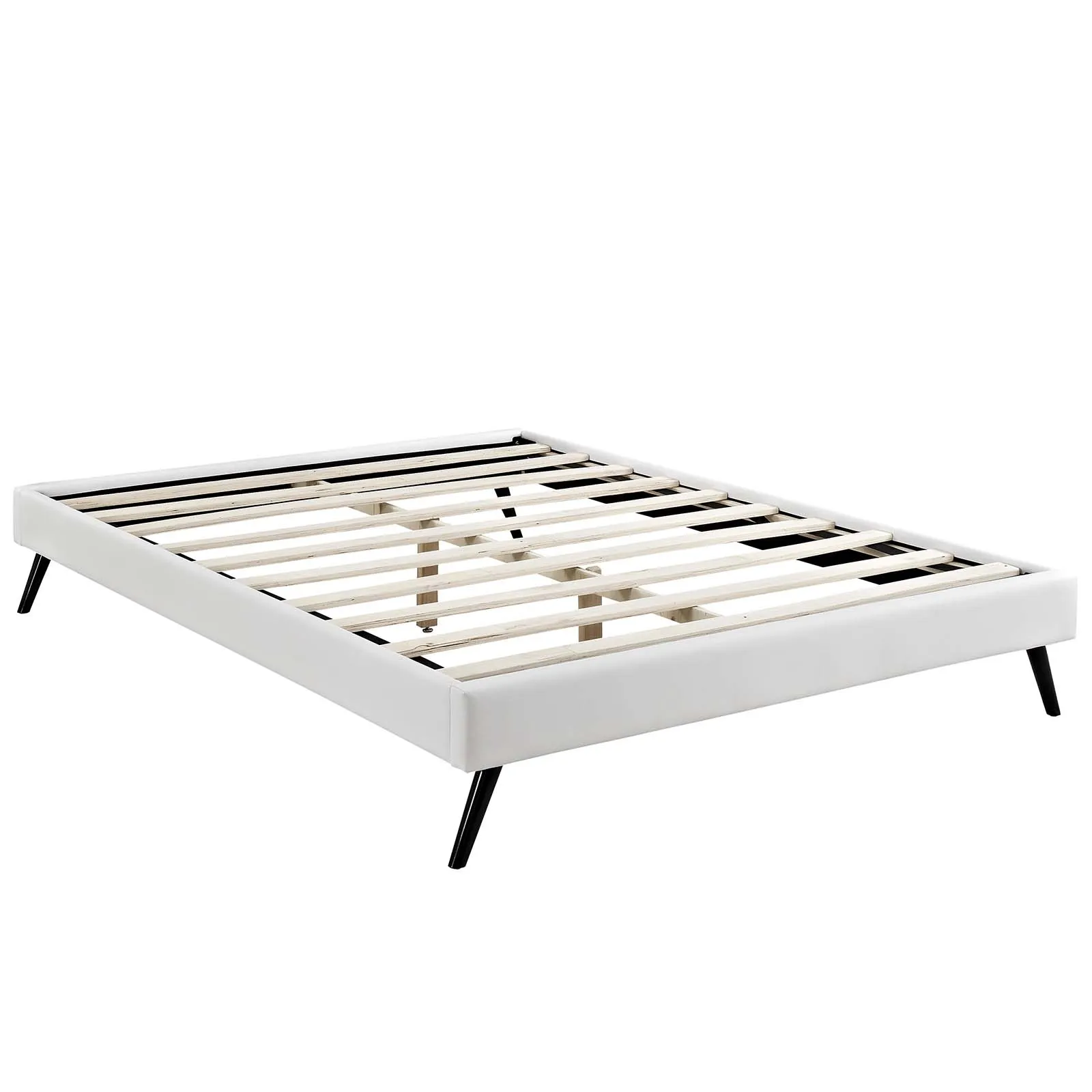 Modway - Loryn King Vinyl Bed Frame with Round Splayed Legs White