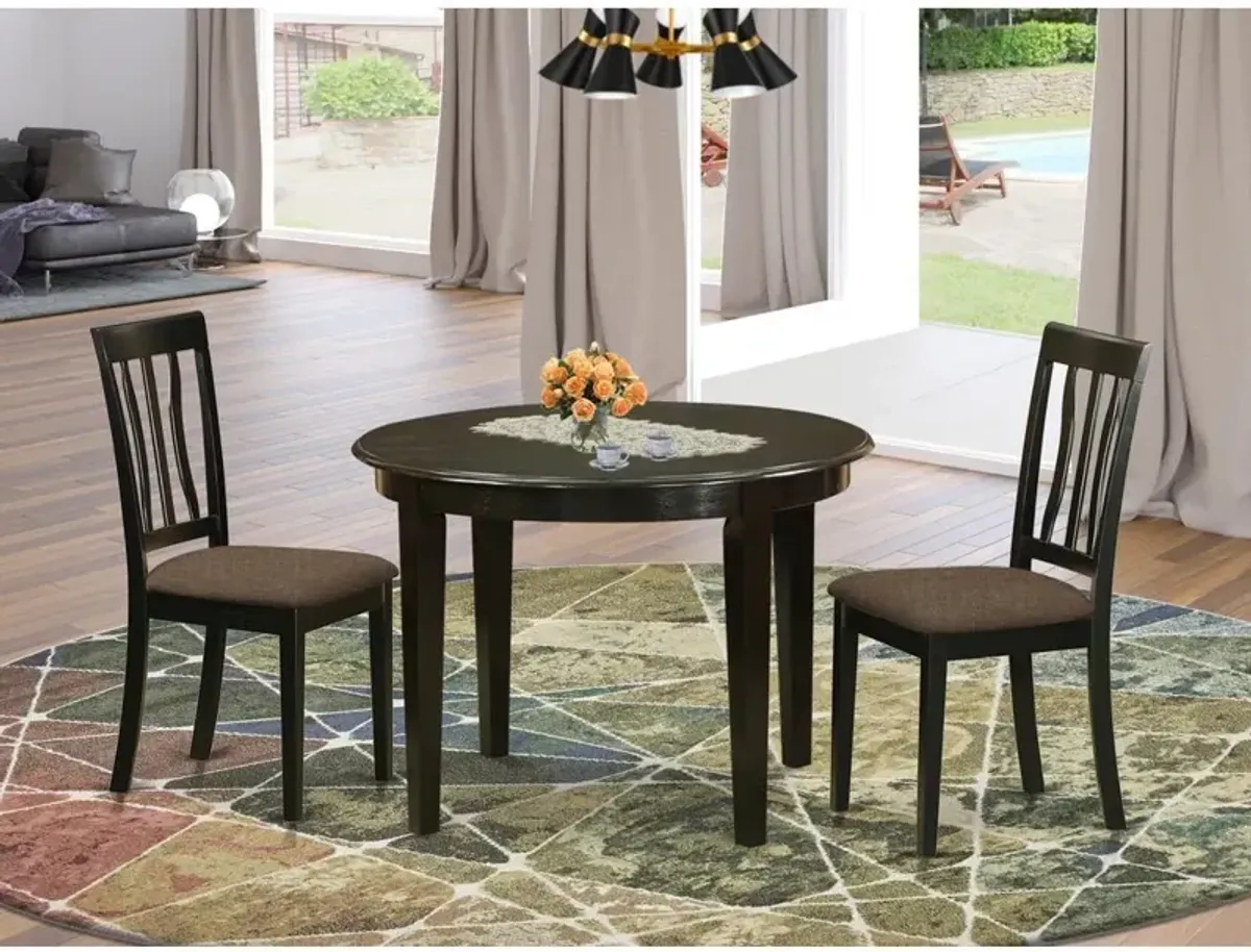 East West Furniture 3 PC Kitchen Table set-Small round Table and 2 Kitchen Chairs