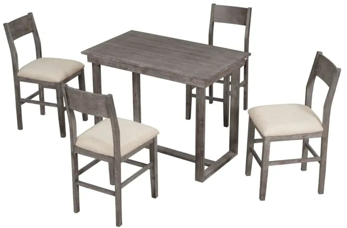 Merax Farmhouse Counter Height 5-Piece Dining Table Set