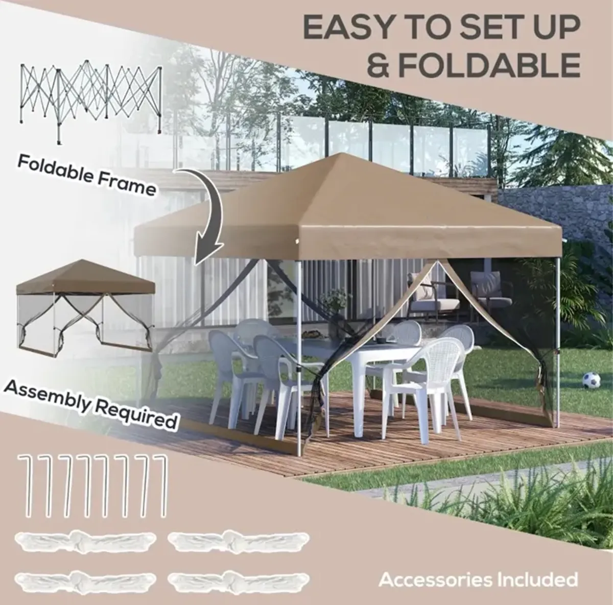 Portable Pop-Up Canopy Tent for Backyard and Beach Use