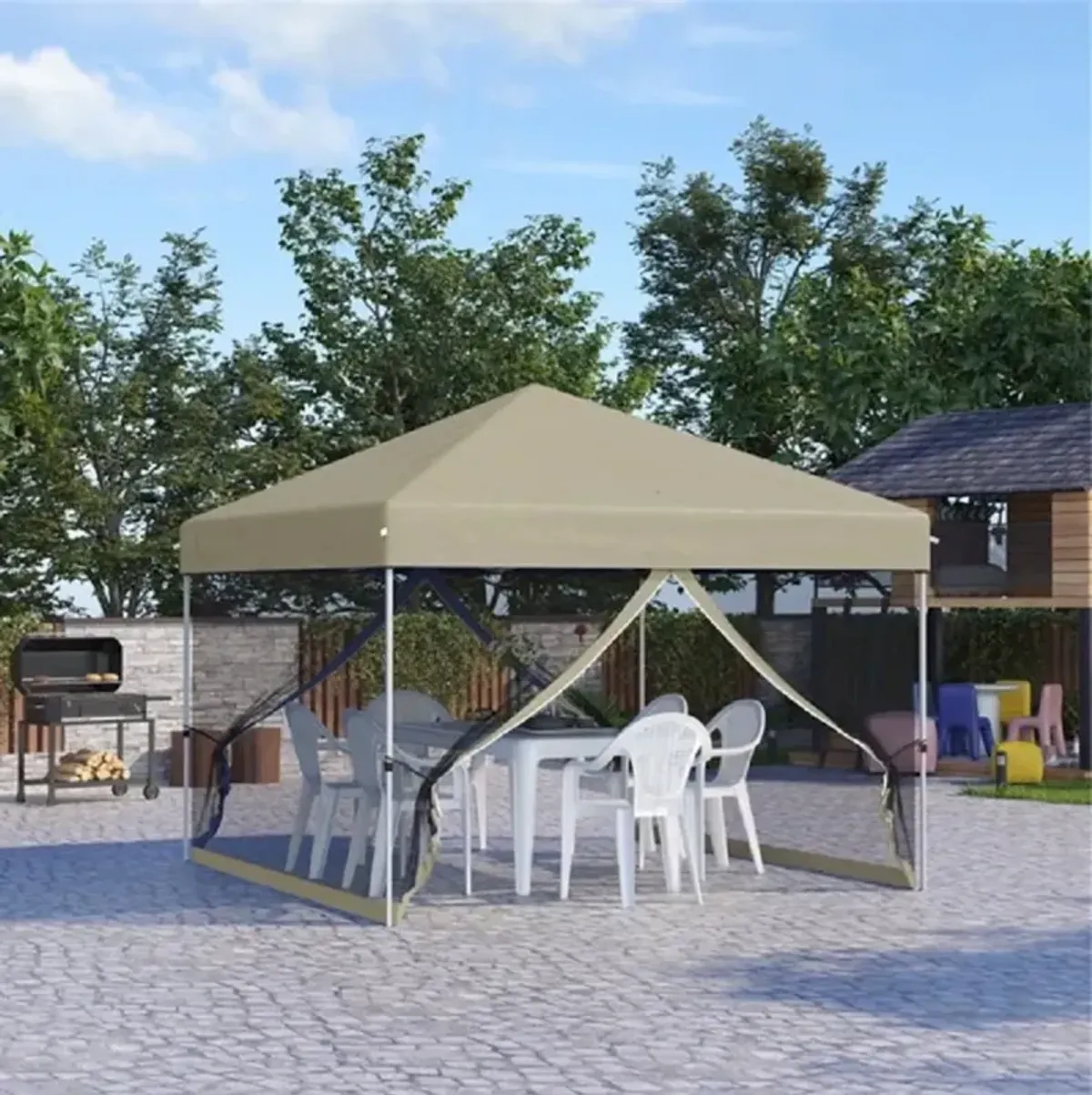 Portable Pop-Up Canopy Tent for Backyard and Beach Use