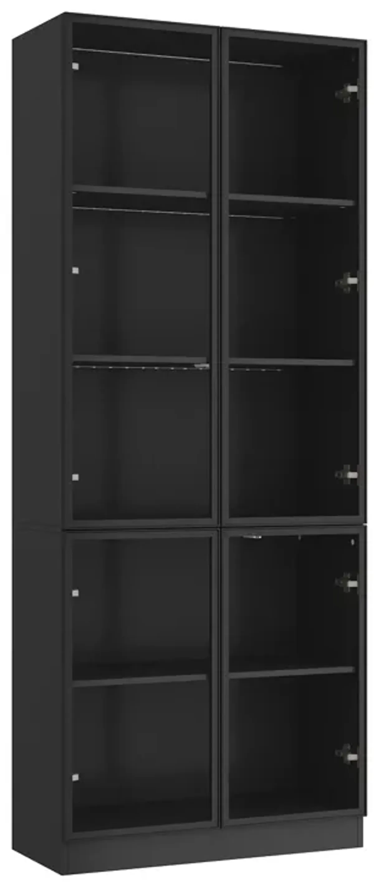 Black Wood 31.5 in. W Display Cabinet With Pop-up Tempered Glass Doors and 3-Color LED Lights