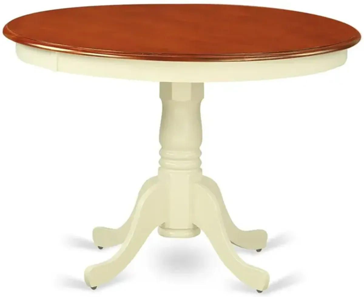 East West Furniture Hartland  Table  42  diameter  Round    Table  -Buttermilk  and  Cherry  Finish