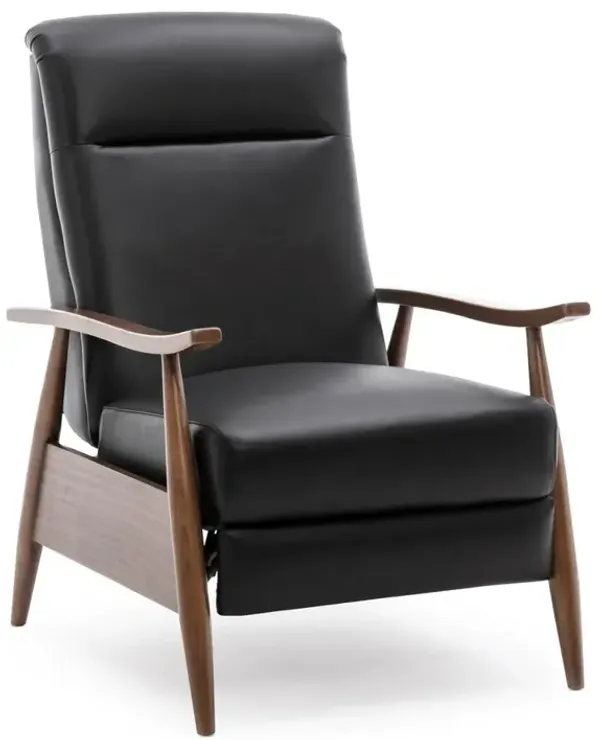 Comfort Pointe Fairview Leather Wood Arm Push Back Recliner - Black