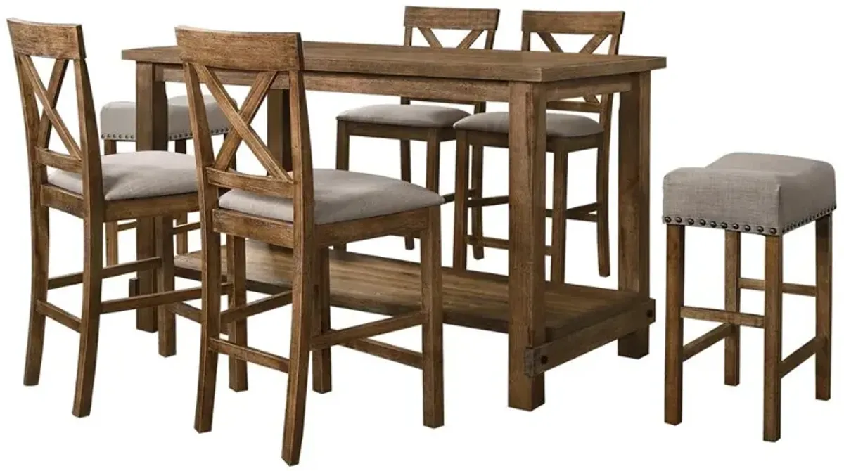 Best Master Furniture Janet 27" Wood Counter Stool in Driftwood (Set of 2)