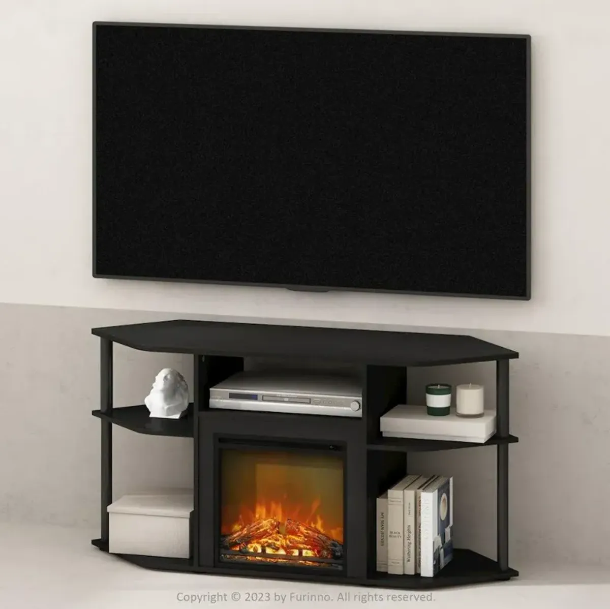 Decorative Electric Fireplace Corner TV Stand, Entertainment Center