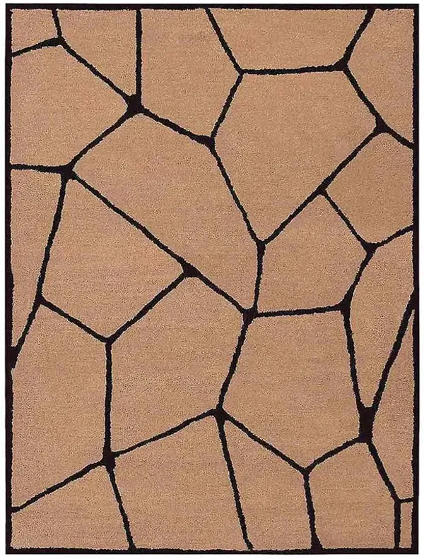 RUGSOTIC CARPETS HAND TUFTED WOOL ECO-FRIENDLY AREA RUGS  - 4'x6', Rectangle Shape, Beige & Black, Contemporary Modern Design, High Pile Handmade Area Rugs for Living Room, Bed Room (K00692)