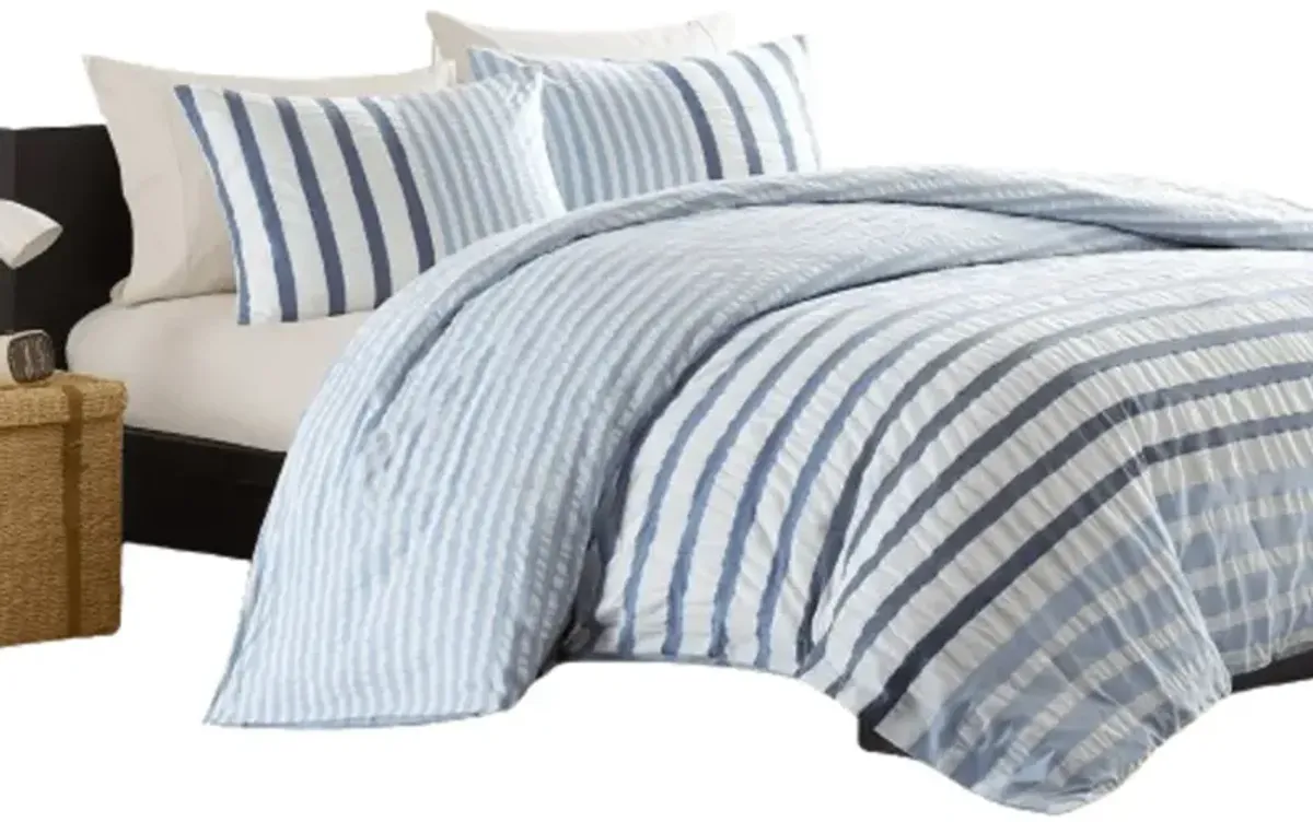 Gracie Mills Santiago Seersucker Striped Cotton Comforter Set