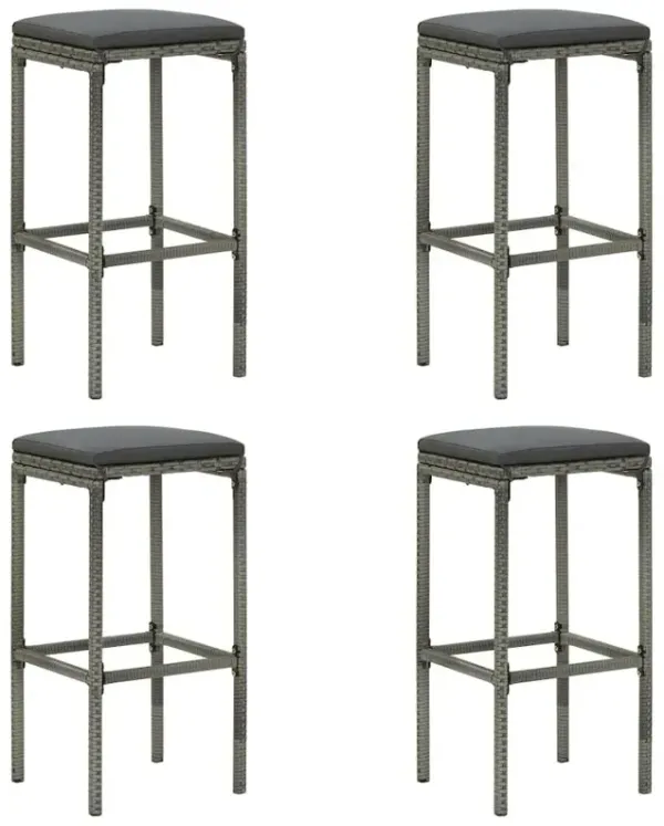 Bar Stool Set of 4 Grey PE Rattan Standard Footrest